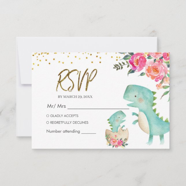Tropical Dinosaur RSVP Card (Front)
