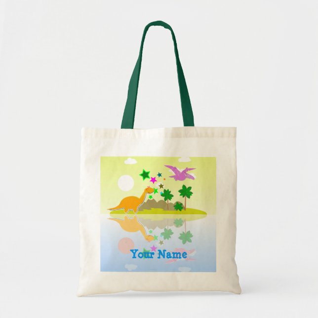 Tropical Dinosaurs Island Name Bag/ Tote Bag (Front)