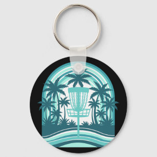Tropical Disc Golf Scene With Sket  Key Ring