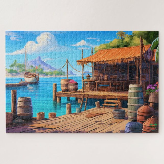 🌅Tropical Dock Escape Jigsaw Puzzle (Horizontal)