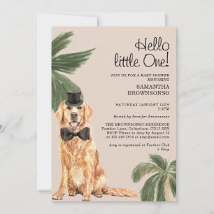 Tropical Dog Baby Shower Hello Little One Invitation