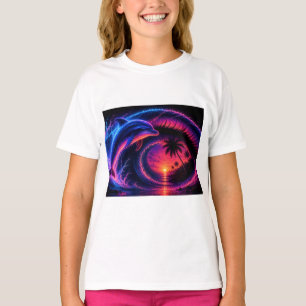 Tropical Dolphin Wave Art Transparent PNG Ocean Su T-Shirt