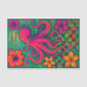 Tropical Dream – Neon Octopus Decoupage Paper   