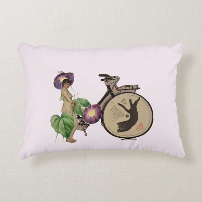 Tropical dreamlike conceptual collage decorative cushion (Front)