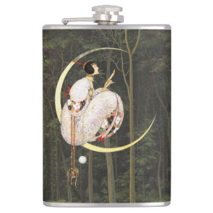 Tropical dreamlike conceptual collage hip flask