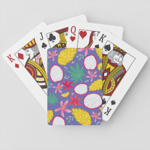 Tropical Dreams DragonFruits Flowers Fruits Purple Playing Cards