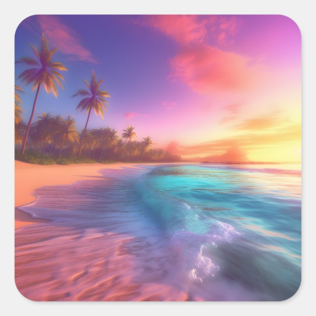 Tropical Dreamscape Square Sticker (Front)