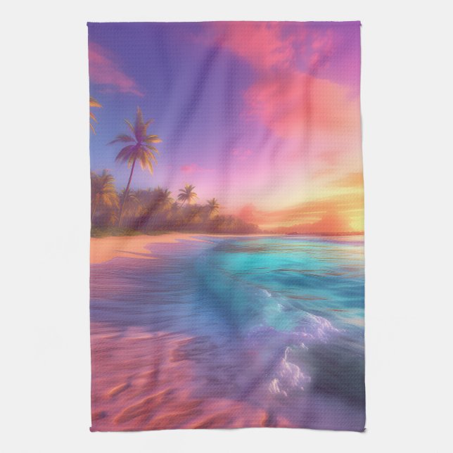 Tropical Dreamscape Tea Towel (Vertical)