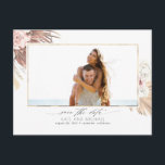 Tropical Dried Palm Leaf Save the Date Photo Announcement Postcard<br><div class="desc">Tropical save the date photo postcards</div>