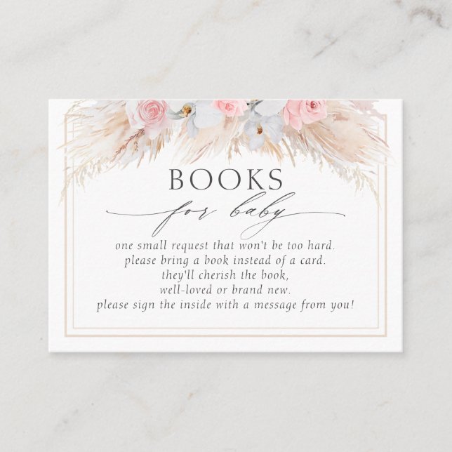 Tropical Dried Pampas Grass Baby Books Request Business Card (Front)