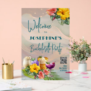 Tropical Drinks Bachelorette Party Acrylic Sign