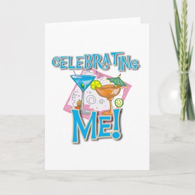 Tropical Drinks Celebrate Me Card (Front)