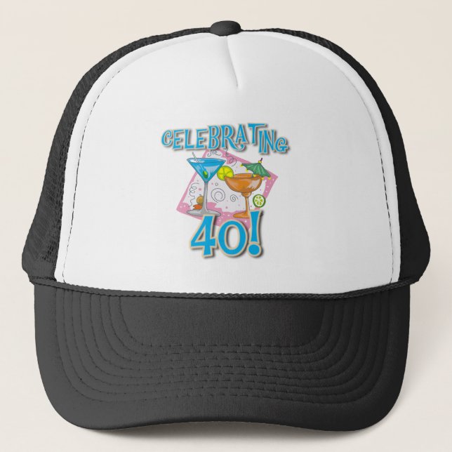 Tropical Drinks Celebrating 40 Trucker Hat (Front)