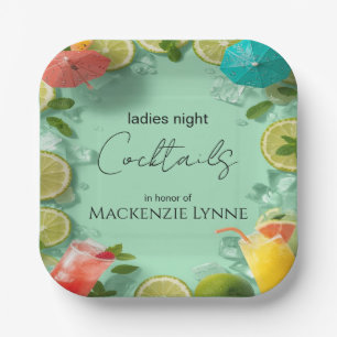 Tropical Drinks Cocktail Party Welcome Sign Paper Plate