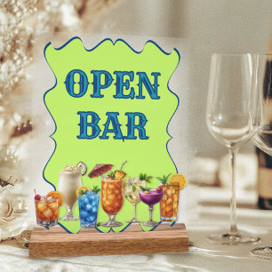 Tropical Drinks Open Bar Opaque Acrylic Sign