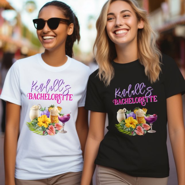 Tropical Drinks Personalised Bachelorette T-shirt Tri-Blend Shirt (Creator Uploaded)
