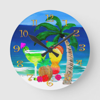 Tropical drinks wall clock