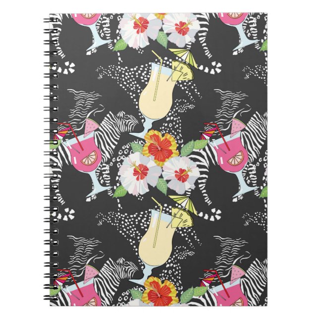 Tropical Drinks With Animals Spiral Notebook (Front)