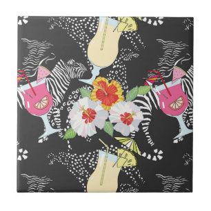 Tropical Drinks With Animals Tile