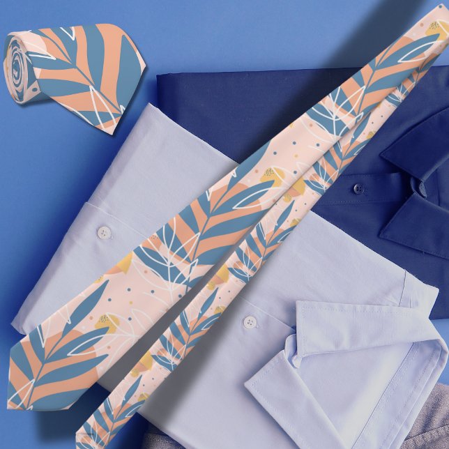 Tropical Dusty blue Hawaiian pattern Tie (Creator Uploaded)
