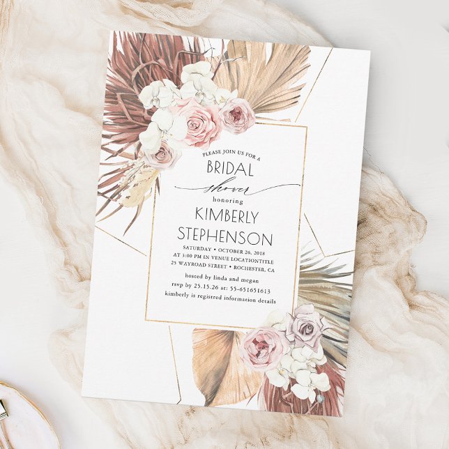 Tropical Earthy Jungle Foliage Oasis Bridal Shower Invitation (Creator Uploaded)