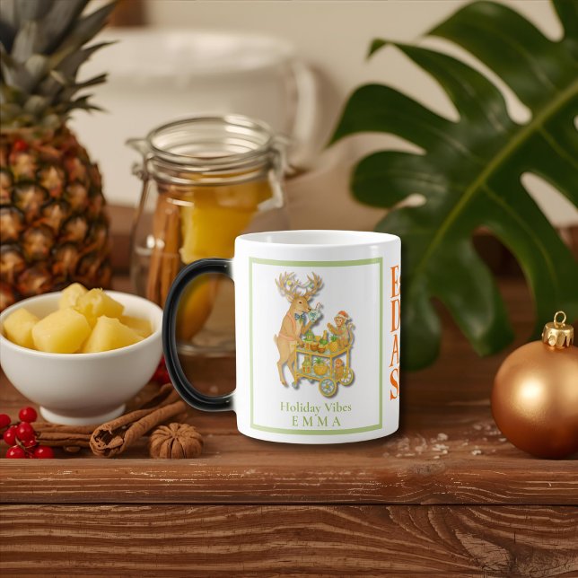 Tropical Eat, Drink and Sleigh Christmas Magic Mug (Tropical Eat, Drink and Sleigh Christmas Color Morph Mug)