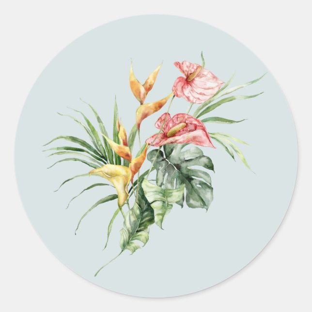 Tropical Elegance Bird of Paradise Wedding Sticker (Front)