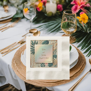 Tropical Elegance Minimalistic Coined Luncheon Napkin
