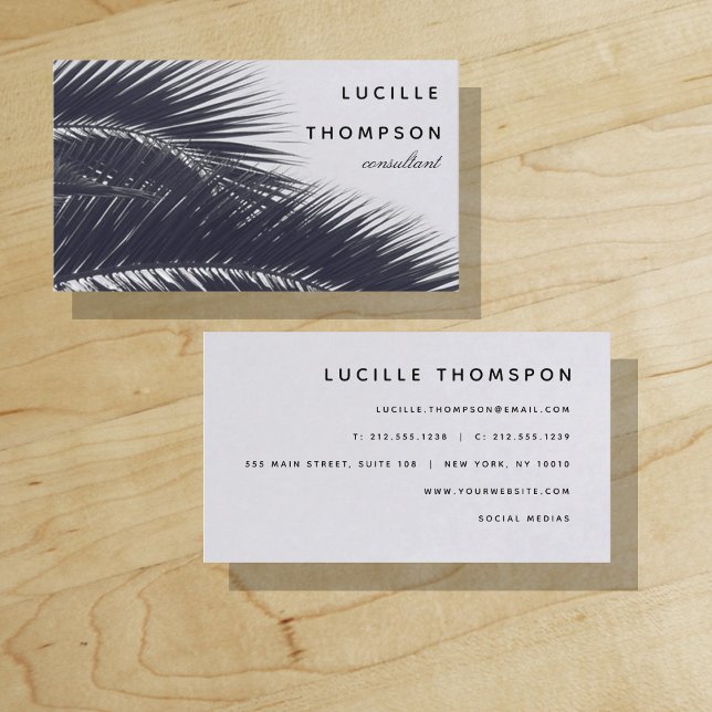 Tropical Elegance Modern Professional Business Card ("Everyday is abundantly beautiful." 
Sincerely Best Wishes from Lucky Design World)