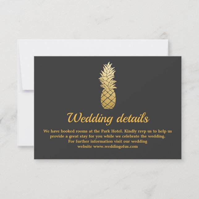 Tropical Elegance | Pineapple Wedding Details Invitation (Front)