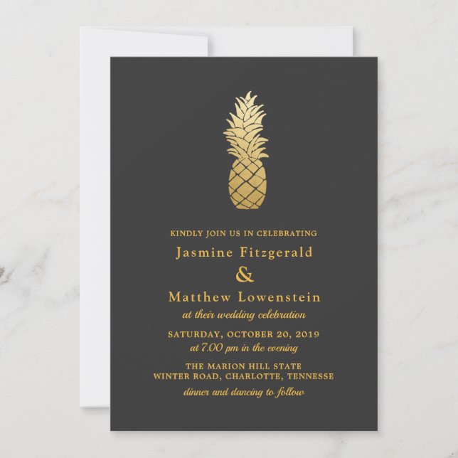 Tropical Elegance | Pineapple Wedding Invitation (Front)
