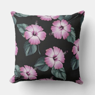 Tropical Elegance: Pink Hibiscus Watercolor design Cushion
