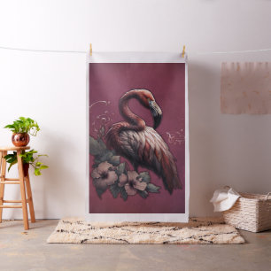 Tropical elegance, the flamingo in the twilight.  fabric