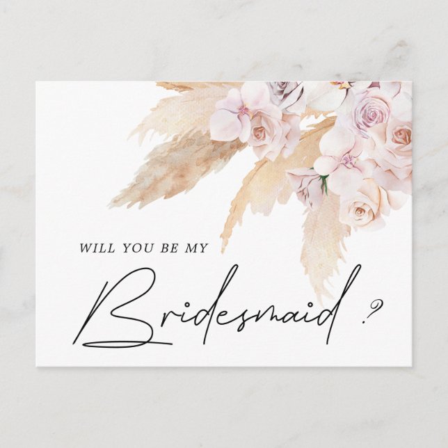 tropical elegant floral bridesmaid Invitation Postcard (Front)