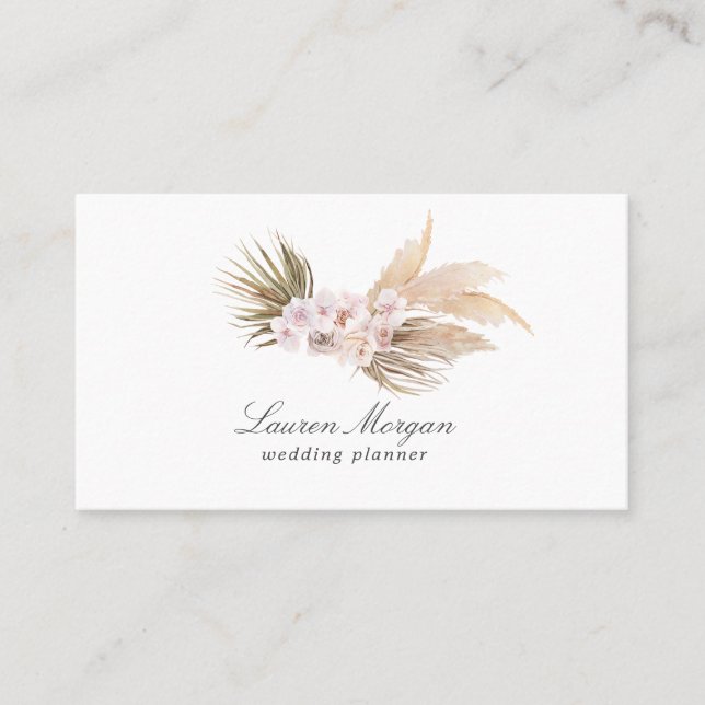 tropical elegant floral minimalist Business Card (Front)