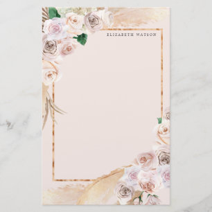 tropical elegant floral Monogram Stationery