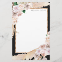 tropical elegant floral Monogram Stationery
