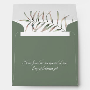 Tropical Elegant Palm Bible Verse Wedding Green Envelope