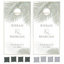 Tropical Elegant Palm Branch Wedding Couple Name 