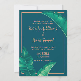 Tropical Elegant Palm Leaves Invitation