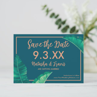 Tropical Elegant Palm Leaves Save The Date