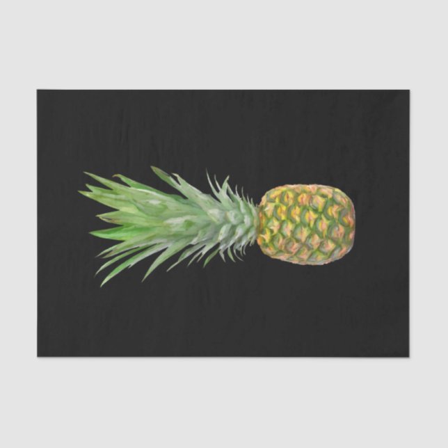 Tropical Elegant Yellow Green Black Pineapple Tissue Paper (Front)