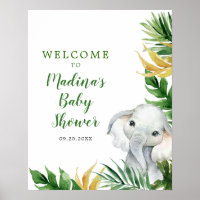 Tropical Elephant Boy Baby Shower Invitation