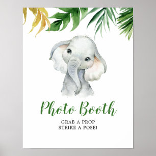 Tropical Elephant Boy Baby Shower Photo Booth Sign