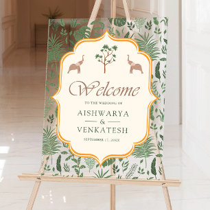 Tropical Elephant Indian Wedding Welcome Acrylic Sign