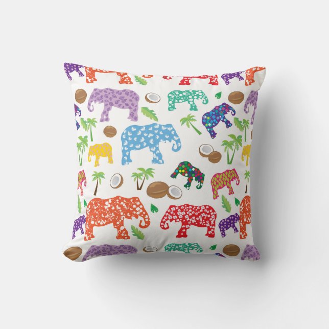 Tropical Elephants Cushion (Front)