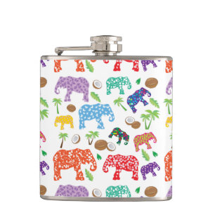 Tropical Elephants Hip Flask