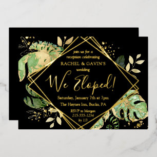 Tropical Elopement Wedding Reception Black & Gold