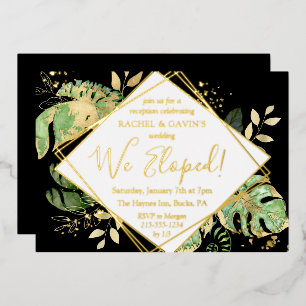 Tropical Elopement Wedding Reception Black & Gold