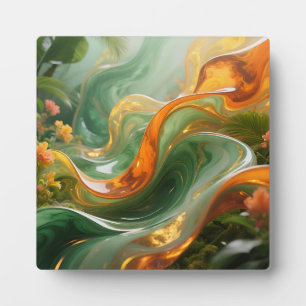 Tropical Emerald Amber Swirl Plaque